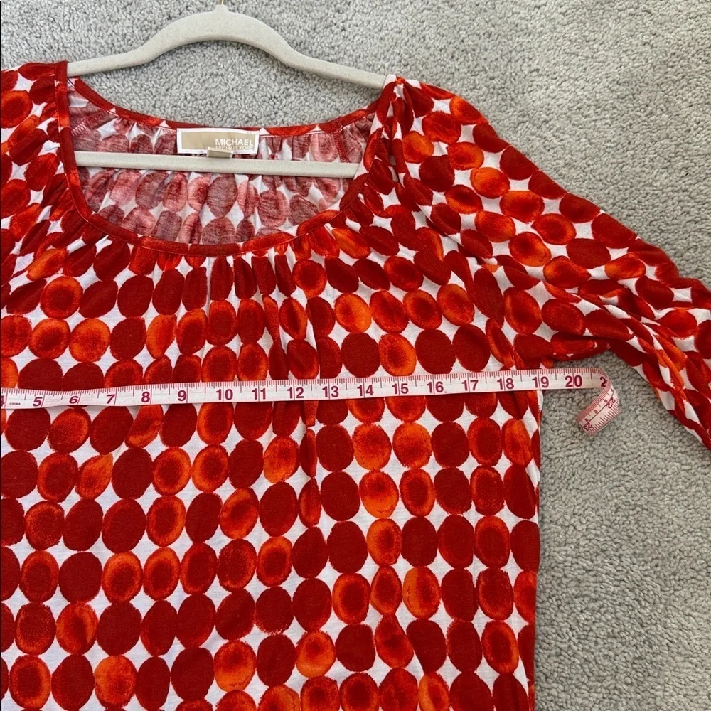 Michael Kors Red and White Patterned Top Size M